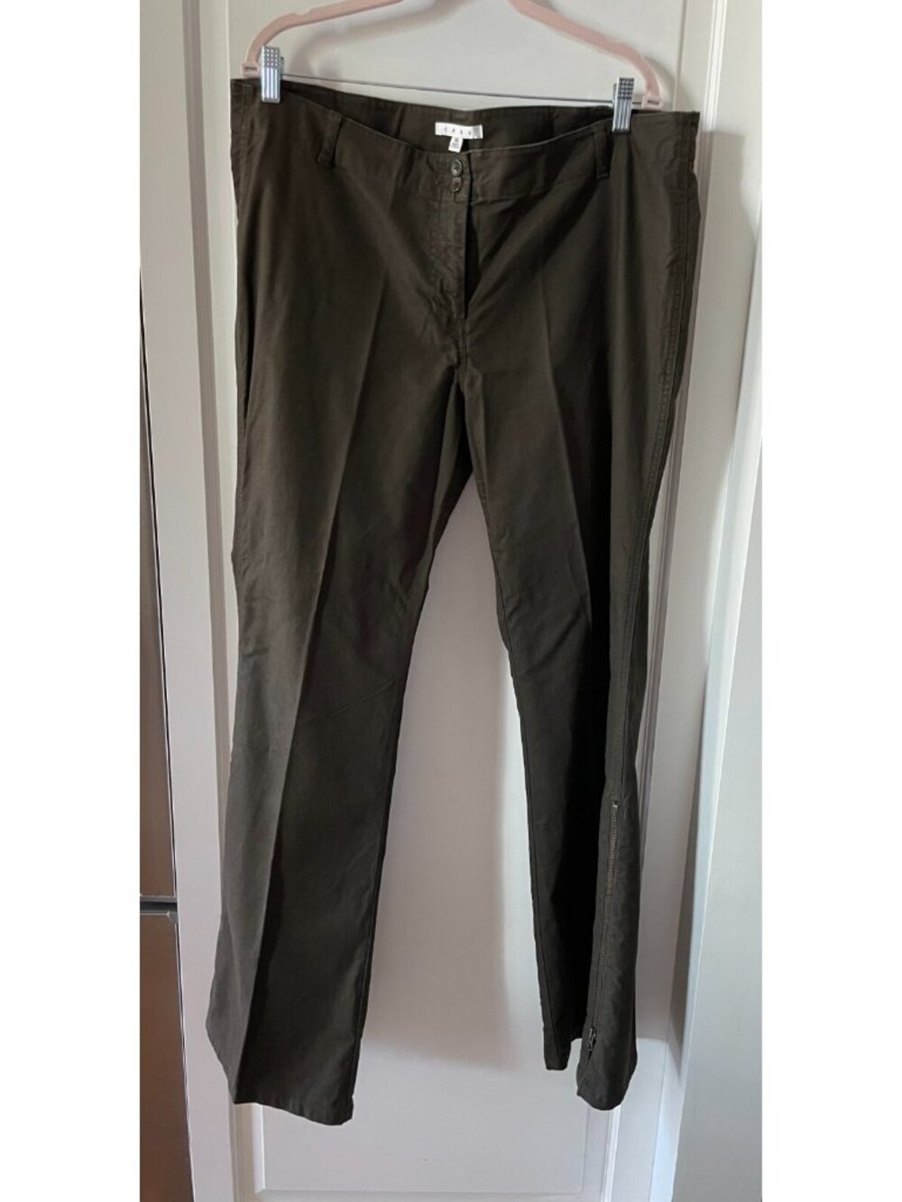 Cabi Womens Stadium Wide Leg Pant Size 16 Tall Brown Flare Zipper Ankle #184